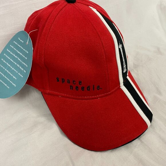 Space Needle Seattle Washington Hat Cap Red Embroidered Souvenir Strapback NEW - Picture 5 of 10